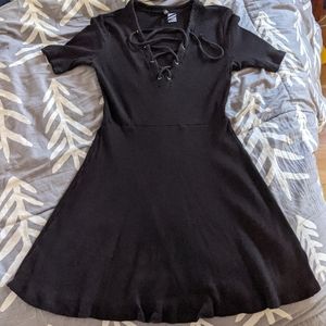 Black lace up dress
